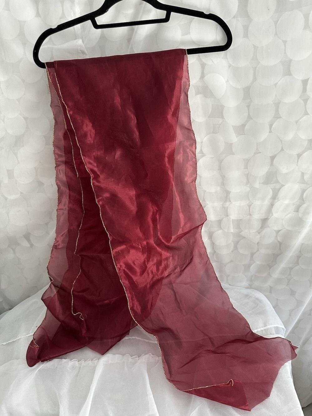 VTG 12” WIDE Merlot French Organza Sheer Wired Ribbon Holiday Wedding 3.7 Yards